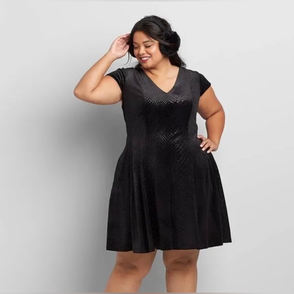 NWT Lane Bryant fit and flare textured velvet dress size 14/16
